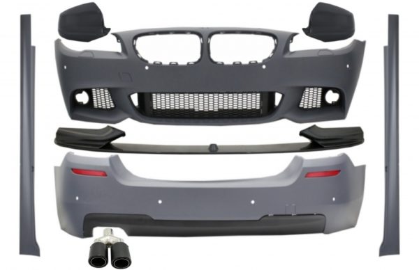 Komplett kroppssett med spoilerleppe og speildeksler Bakre karbon- og eksospottepotte Matt karbon egnet for BMW 5-serie F10 Non LCI (2011-2014) M Design |