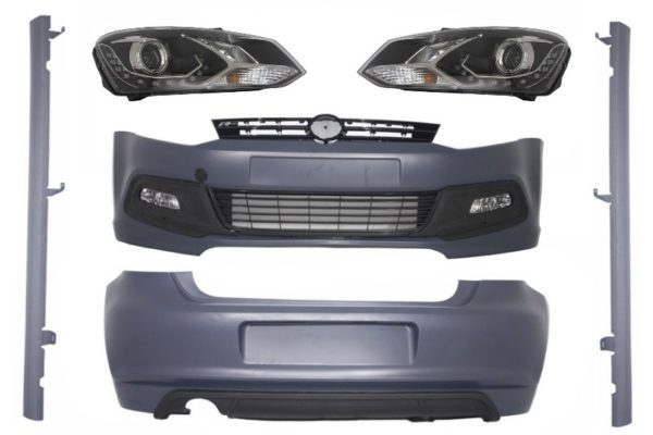 Stylingsett - VW Polo 6R (2009-opp) R-Line-design med DRL LED-frontlykter optisk svart |