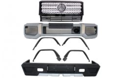 Komplett ombyggingssett egnet for MERCEDES G-klasse W463 (1989-2017) G63 G65 med frontgitter Piano Black / Chrome Stripes Design