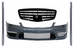 Komplett frontstøtfangerenhet med sentralgitter egnet for Mercedes S-klasse W221 (2005-2010) S63 S65 design og lang versjon av sideskjørt