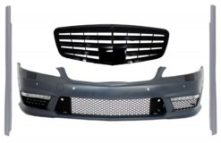 Komplett frontstøtfangerenhet med sentralgitter egnet for Mercedes S-klasse W221 (2005-2010) S63 S65 design og sideskjørt kortversjon