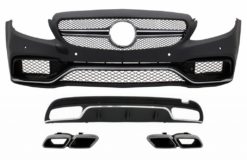 Karosserisett for ombygging egnet for MERCEDES C-klasse W205 S205 (2014-2020) C63 Design foran støtfanger med bakre diffuser og eksosspisser