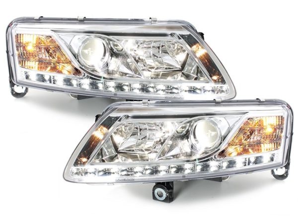 D-LITE Frontlykter egnet for AUDI A6 4A 04-08 LED DRL HID Xenon D2S Chrome |