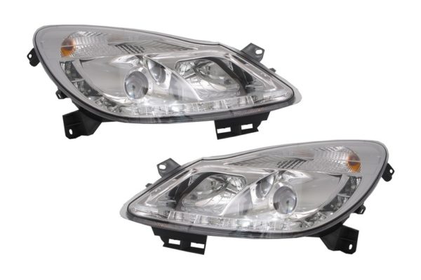 D-LITE Frontlykter egnet for OPEL Corsa D 06+LED Kjørelys krom |