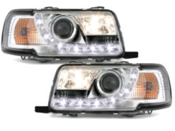 DAYLINE Frontlykter egnet for AUDI 80 B4 Limo Avant (1991-1994) LED DRL Look Chrome