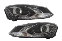 DAYLINE Frontlykter egnet for VW Polo 6R 09+ LED DRL Kjørelys Optisk svart
