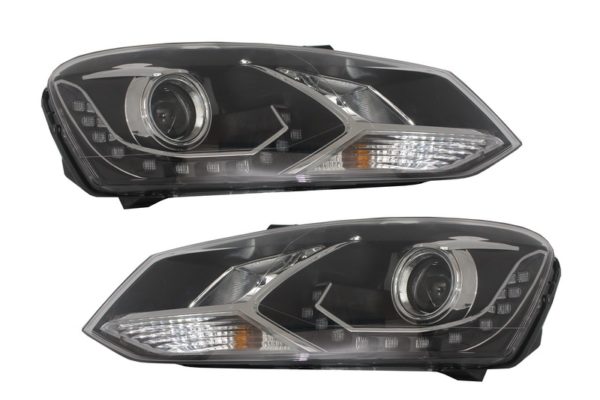 DAYLINE Frontlykter egnet for VW Polo 6R 09+ LED DRL Kjørelys Optisk svart |