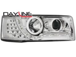 DAYLINE Frontlykter egnet for VW Transporter T4 (1990-2003) LED DRL Design Krom