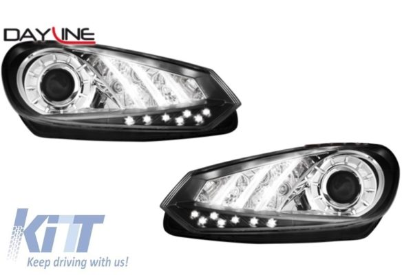 DAYLINE Frontlykter egnet for VW Golf VI 6 08+ LED DRL Design Sort |