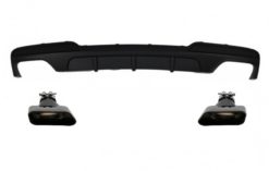 Dobbel utløpsluftspreder egnet for BMW F10 5-serien (2011-2017) M-Performance Design med svarte eksospottespisser V8 LCI Square Design