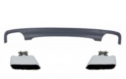 Dobbel utløpsluftspreder egnet for BMW F10 F11 Sedan Touring 5 Series (2011-2017) 550i Design med eksospottespisser Firkantet design