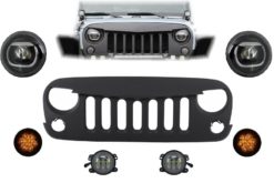 Frontmonteringsgitter og LED-lys egnet for JEEP Wrangler Rubicon JK (2007-2017) Angry Bird Design