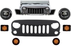 Frontmonteringsgitter og LED-lys egnet for JEEP Wrangler / Rubicon JK (2007-2017) Angry Bird Design