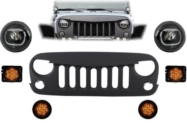 Frontmonteringsgitter og LED-lys egnet for JEEP Wrangler / Rubicon JK (2007-2017) Angry Bird Design