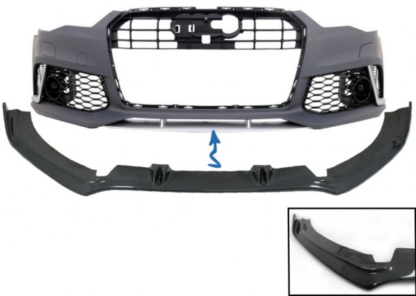 Front Bumper Add-On Spoiler Lip passende for Audi A6 C7 4G RS6 (2011-2018) Real Carbon |