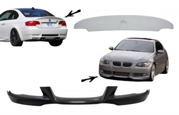 Frontstøtfangerleppe og bakre bagasjeromsspoilerlokk som passer for BMW 3-serie E92/E93 (2007-2009) Coupe Cabrio M-Tech Sport CLS Design |