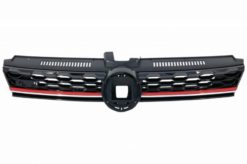 Alternative view of Front Bumper Lip Extension Spoiler med Sentral Merkeløs Grille egnet for VW Golf 7.5 Facelift (2017-2020) Piano Black & Red