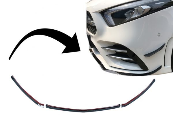 Front Bumper Lip Extension egnet for Mercedes A-Klasse W177 V177 (04.2018-up) A35 Design Black Edition |