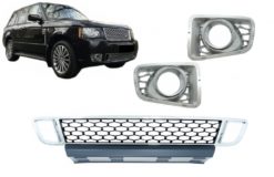 Frontstøtfanger, nedre gitter med tåkelysdeksler egnet for Land Range Rover Vogue III L322 (2010-2012) Selvbiografi Design Krom