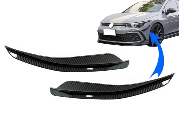 Frontstøtfanger Sidefinner klaffer egnet for VW Golf 8 Mk8 MQB GTI R-Line (2020-Up) Carbon Look |