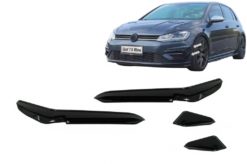 Frontstøtfanger Sidefinner Klaffer egnet for VW Golf 7.5 5G R Hatchback (2017-2020) Piano Black