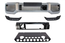 Frontstøtfanger glideplate skinnende svart Off-road Spoiler LED DRL-forlengelse egnet for Mercedes G-Klasse W463 (1989-2016) B-Design