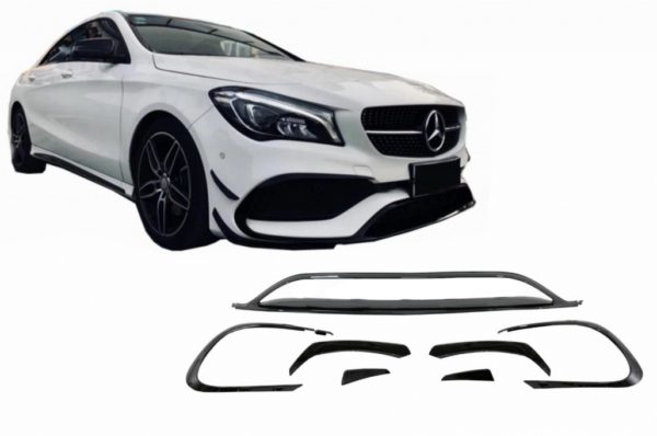 Frontstøtfanger splittere Finner Aero konverteringssett egnet for Mercedes CLA W117 Facelift (2016-2018) CLA45 Design Canards Piano Black |