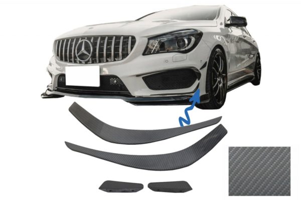 Forre støtfanger Splittere Finner Aero egnet for MERCEDES Benz CLA W117 C117 X117 (2013-2016) CLA45 A-Design Carbon Film Coating