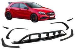 Forre støtfanger Splittere Finner Aero egnet for Mercedes A-Klasse W176 Facelift AMG Line (2015-2018) Piano Black