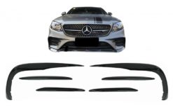 Forre støtfanger Splittere Finner Aero egnet for Mercedes E-Klasse W213 S213 C238 A238 Sport Line E53 (2016-2020) Piano Black