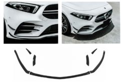 Forre støtfanger Splittere Finner Aero passende for Mercedes A Class W177 Hatchback V177 Sedan (2018-up) Piano Black