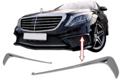 Forreste støtfanger-splittere Finner egnet for Mercedes W222 S-klasse S65 Design (2013-up) Chrome Edition
