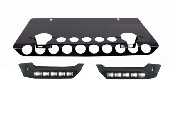 Front støtfanger Spoiler LED DRL Forlengelse Skid Plate Off Road Pakke Under Run Protection egnet for MERCEDES G-klasse W463 (89-17) Shiny Black Edition |