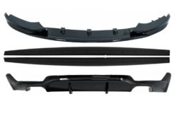 Frontstøtfanger Spoilerleppe egnet for BMW 4-serie F32 F33 F36 Coupe Cabrio Grand Coupe (2013-03.2019) med sideskjørt Add-on Lip Extensions og bakre støtfanger Diffuser Twin Double Outlet M-Performance