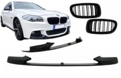 Frontstøtfanger Spoilerleppe egnet for BMW 5-serie F10 F11 Sedan Touring (2011-2017) M-Performance Design med dobbel stripe piano svart nyregrill
