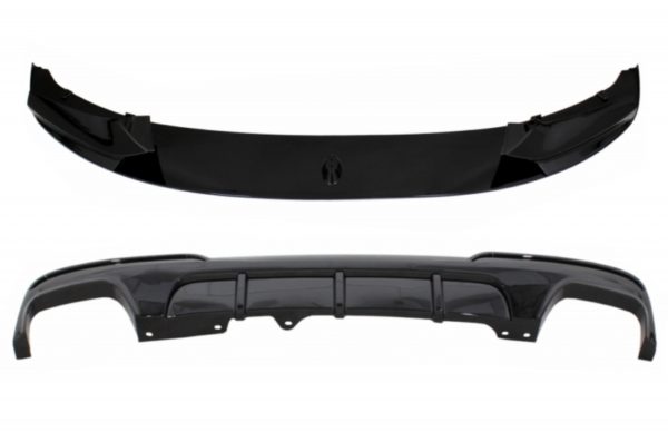 Frontstøtfanger Spoilerleppe egnet for BMW 5 Series F10 F11 (2011-2017) med dobbel utløpsluftspreder M-Performance Piano Black |