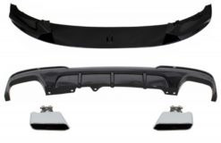 Frontstøtfanger Spoilerleppe egnet for BMW 5-serie F10 F11 (2011-2017) med dobbel utløpsluftspreder og lyddemperspisser M-Performance Piano Black