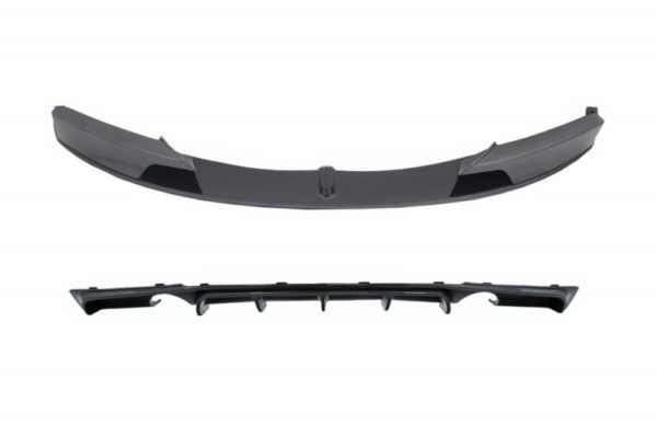 Front støtfanger Spoiler Splitter med diffuser Dobbelt uttak for enkelt eksos egnet for BMW 3-serie F30 F31 (2011-up) M-Performance Design Carbon Film Coating |