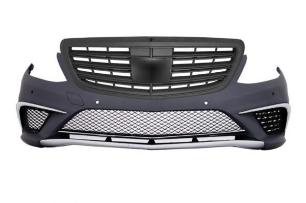 Støtfanger - Mercedes S-Klasse W222 (2013-06.2017) S63 Design med grill svart |