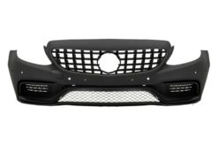 Alternative view of Støtfanger foran egnet for Mercedes C-Klasse C205 A205 Coupe Cabriolet (2014-2019) Frontgitter GT-R Panamericana med bagasjeromsspoiler og bakre støtfanger Valance Diffuser C63S Design Sølvspisser
