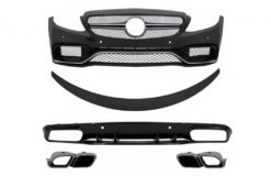 Støtfanger foran egnet for Mercedes C-Klasse C205 A205 Coupe Cabriolet (2014-2019) med bakre støtfanger Valance Diffuser og bagasjerommet Spoiler C63S Design Silver Tips