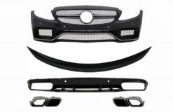 Støtfanger foran egnet for Mercedes C-Klasse C205 A205 Coupe Cabriolet (2014-2019) med bakre støtfanger Valance Diffuser og bagasjerommet Spoiler C63S Design Silver Tips