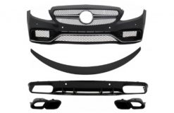 Støtfanger foran egnet for Mercedes C-Klasse C205 A205 Coupe Cabriolet (2014-2019) med bagasjeromsbagasjeromspoiler og bakre støtfanger valance Diffuser C63S Design All Black