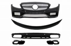 Støtfanger foran egnet for Mercedes C-Klasse C205 A205 Coupe Cabriolet (2014-2019) med bagasjeromsbagasjeromspoiler og bakre støtfanger valance Diffuser C63S Design All Black