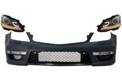Støtfanger foran passer for Mercedes C-Klasse W204 (2012-2014) C63 Facelift Design med DECTANE Frontlykter DRL Black Assembly