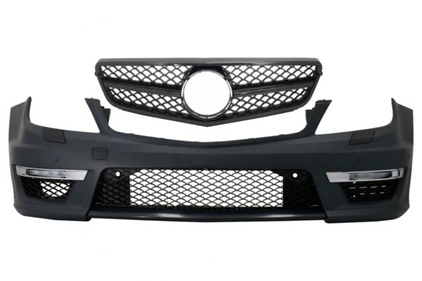Støtfanger foran egnet for Mercedes C-Klasse W204 (2012-opp) C63 Facelift Design med Single Frame Front Grill Sport Piano Black |