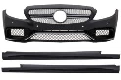 Støtfanger foran passer for Mercedes C-Klasse W205 S205 (2014-2018) C63 Design med sideskjørt Sport