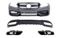 Støtfanger foran egnet for Mercedes E-Klasse W212 S212 Facelift (2013-2016) med bakre diffuser eksostips for Sport Pack Black Edition