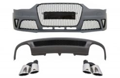 Støtfanger foran egnet for Audi A4 B8 Facelift (2012-2015) med bakre støtfanger Valance luftdiffuser og eksospottespisser Halerør RS4 Design