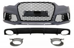 Støtfanger foran egnet for Audi A6 4G Facelift (2015-2018) med bakre støtfanger Diffuser & Eksosspisser RS6 Design Black only S-Line Bumper